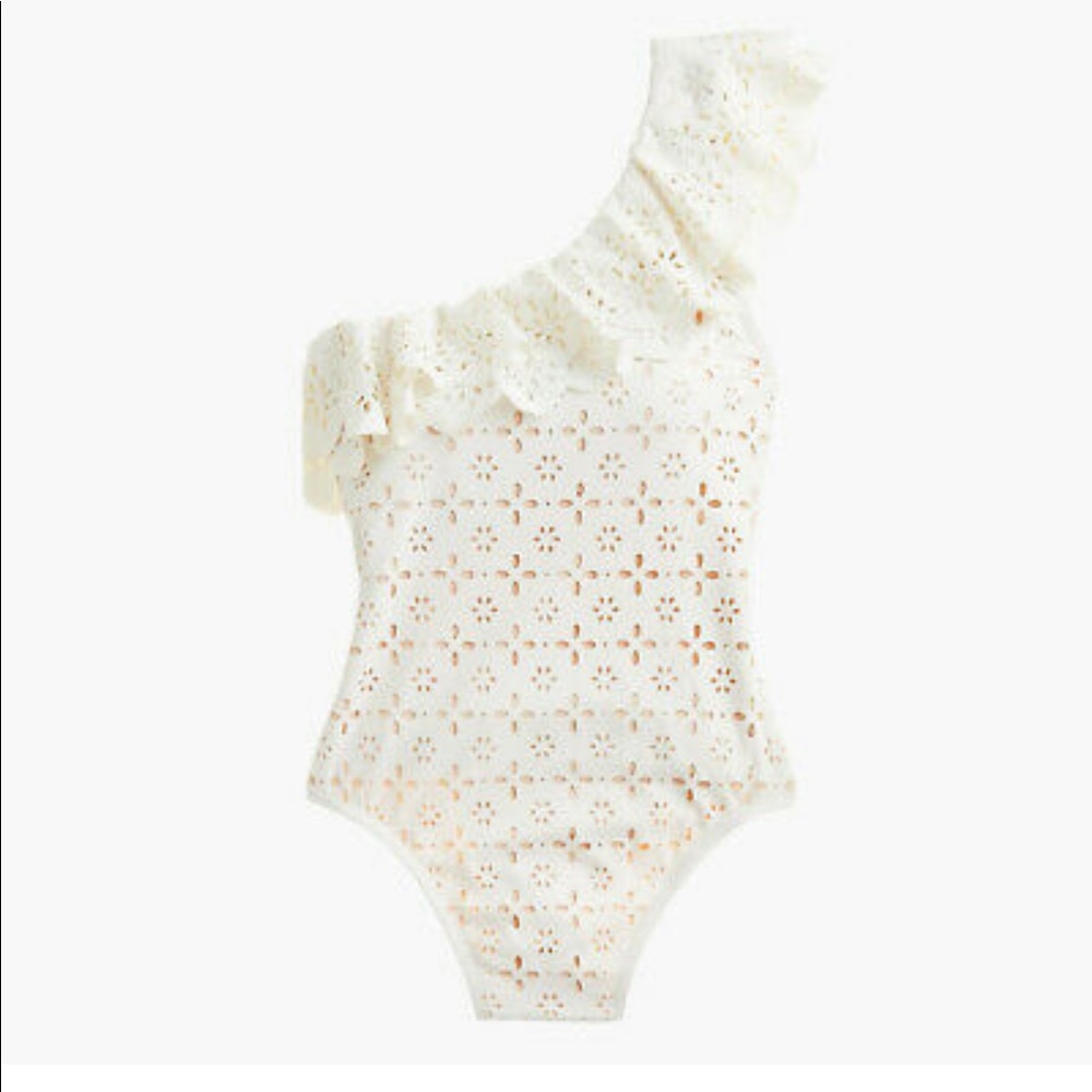 JCrew Ruffle OneShoulder One Piece Swimsuit Eyelet